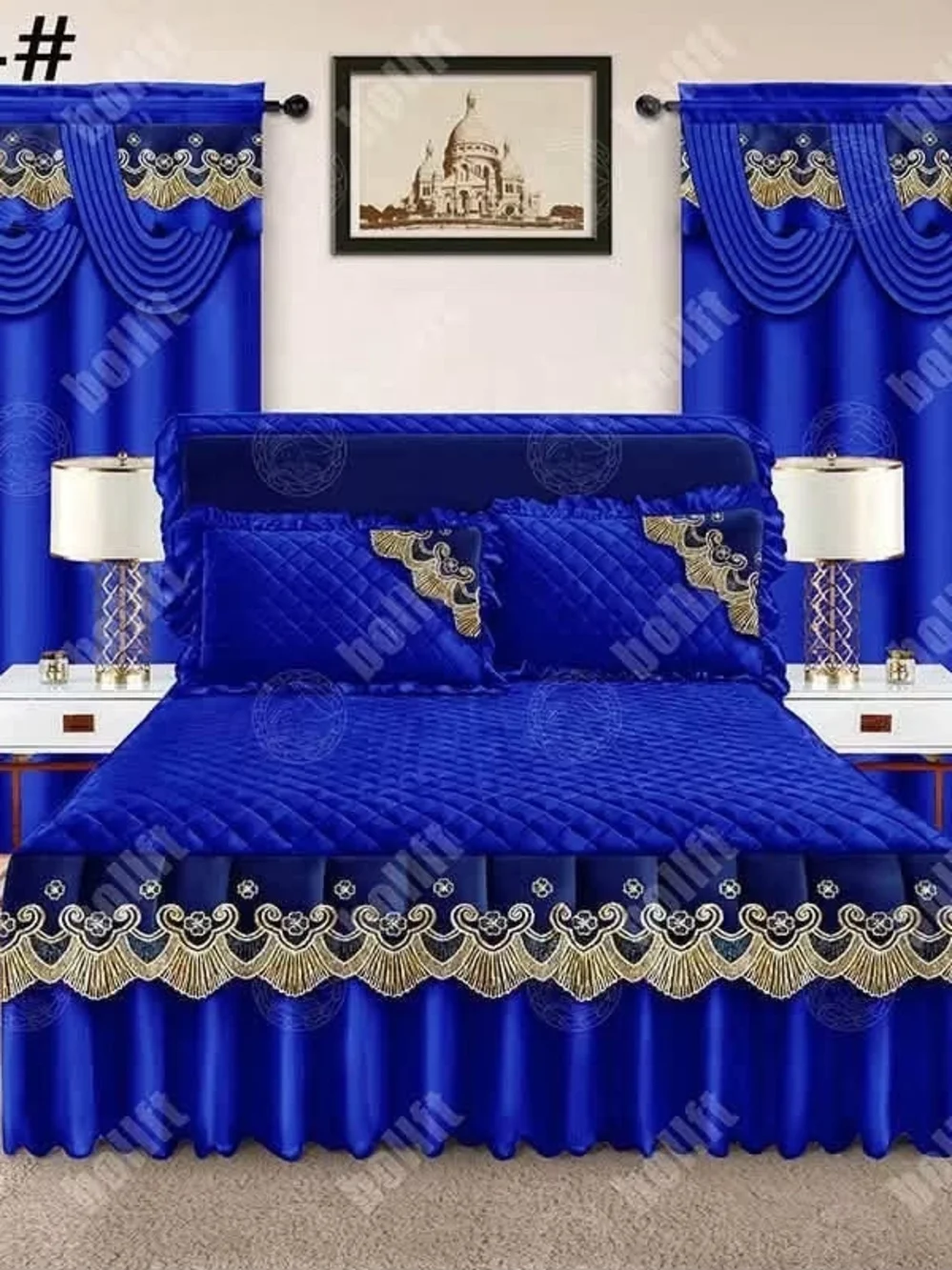 Bedspread 5pc Set with Decorative Embroidered Trim